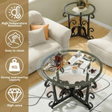 3-Piece Coffee Table Set, Tempered Glass Surface with Sturdy Metal Frame - Modern Living Room Sets T2398P354182