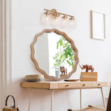 23.62 inches Wood Round Wavy Wall Mirror Round Wall Mirror Scalloped Mirror -Large Decorative Wood W2295P290646