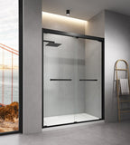 ZNTS 60 in. W x 76 in. HSliding Framed Shower Door in Black Finish with Clear Glass W127253517