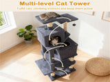 57" Multi-Level Cat Tree for Multi-Cat Households, 2 Condos & Hammock with Sisal Scratching 93262124