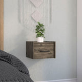 Boa Floating Nightstand , End Table, Side Table Wall-Mounted Single Drawer Design with Handle- Dark B070137815