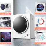 ZNTS Electric Portable Clothes Dryer, Front Load Laundry Dryer for Apartments, Dormitory and RVs with ES289603AAK