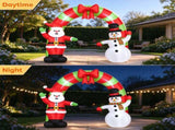 10 FT Christmas Inflatable Archway with Santa & Snowman, Built-in LED Lighted Blow Up Arch for Yard 36327169