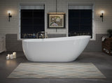 63" Acrylic Freestanding Bathtub, Stylish Deep Soaking Bathtub with Pop-up Drain & Integrated W1920P386220