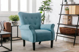 ZNTS Stylish Living Room Furniture 1pc Accent Chair Blue Button-Tufted Back Rolled-Arms Black Legs Modern B01167613