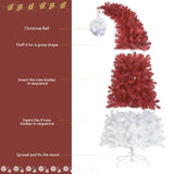 ZNTS 6FT Hinged Fir Artificial Fir Bent Top Christmas, Xmas Bendable Santa Hat Style Christmas PX292920AAJ