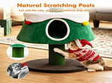 61.5" Christmas Cat Tree Tower with 2 Large Semi-Enclosed Plush Condos, Full Natural Jute Scratching 11165664