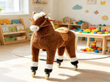 Oversized Kids Ride-On Walking Horse Smooth Rolling Wheels, Soft Plush Huggable Body for Children 55043372