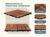 27pcs Interlocking Deck Tiles 11.8" x 11.8", Patio Flooring Outdoor Waterproof, Acacia Wood Tiles T3839P363029