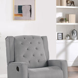 Contemporary Dark Gray Color Polyfiber Swivel Recliner Chair 1pc Manual Motion Wing Back Tufted B011P184988