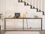 70.9 inch Narrow Long Console with 2 Power Outlets & USB Ports, Narrow Entryway Sofa 82226885