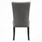 Modern Upholstered Side Chairs 2pc Set, Gray Synthetic Leather Nailhead Trim Black Legs Wooden B2741P336522