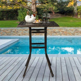 Patio Bar Height Table, All-Weather Cast Aluminium Square Bar Bistro Table with 2" Umbrella Hole, 72740322