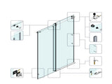 60*79" Fixed & Sliding Shower Door, Round Tube Hardware, Clear Glass Shower Door, 3/8 SGCC 66750032