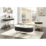 Gorgeous Dark Walnut Finish 1pc Sofa Table White Faux Marble Top Living Room Side Table Open Bottom B011P184954