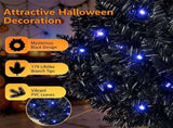 24in Black Pre-Lit Christmas Wreath, 179 Branch Tips, 35 Purple LED Lights, IP44 Timer, Gothic 18056329