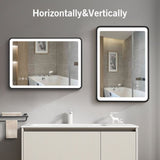 ZNTS 24x32 Black Metal Framed Bathroom Mirror for Wall Rounded Rectangle Mirror, Bathroom Vanity Mirror, W135553709