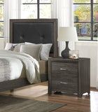 Dark Gray Finish Nightstand 1pc Chrome Tone Handles Contemporary Design Bedroom Furniture Bed Side B011P199391