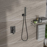 Dual Shower Head - 10 Inch Wall Mounted Square Shower System with Rough-in Valve,Matte black W124357631