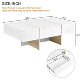 ZNTS ON-TREND 47.2'' x 31.4''Minimalist High Gloss Coffee Table with 2 Drawers, Multi-Storage Rectangle N721P180693K