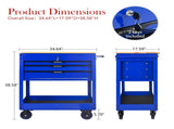 3 DRAWERS MULTIFUNCTIONAL TOOL CART WITH WHEELS AND WOODEN TOP-Blue W1102P316944