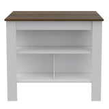 Cala Kitchen Island, Four Legs, Three Shelves -White / Walnut B20092012