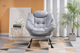 Living Room Chairs Modern Cotton Fabric Lazy Chair, Accent Contemporary Lounge Chair, Single Steel W1899P149718