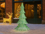 6FT Lighted Christmas Tree Yard Decorations, Pre-lit Pull Up Christmas Tree with 200 LED Warm White 64361676