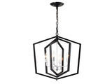 4-Light Farmhouse Kitchen Chandeliers, Matte Black and Sliver Vintage Rustic Cage Light Fixture W1592P209924