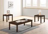 ZNTS Walnut / Brown Color Elegant 3pc Coffee Table Set 1x Coffee Table and 2x End Tables Living Room B011P237497