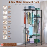 4 Tier Heavy Duty Garment Rack with 3 Hanging Rods, 463LBS Capacity Rolling Clothes Rack with 57122473