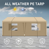 Carport, 1020 Heavy Duty Portable Carport Garage Tent for Outdoor Storage Shelter khaki W1350P176015