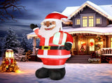 7 FT Lighted Christmas Inflatable Decoration, Inflatable Black Santa Claus Holding Gift, Funny Blow 23214624