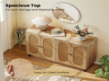 Natural PE Rattan Large Buffet Sideboard , 4-Door Design with Removable Adjustable Shelves 82926785