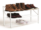 27" Wide Foldable Metal Shelf / Shoe Rack, Powder Coated White Paint & 3 Tiers 19160979