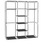 ZNTS 69" Portable Clothes Closet Non-Woven Fabric Wardrobe Double Rod Storage Organizer Black 23382400