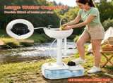 Portable Camping Sink with Foot Pump, 17L Large Capacity Hand Wash Stand with Rolling Wheels & 65749048