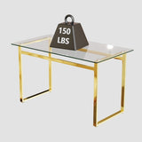 51" Modern Minimalist Rectangular Glass Dining Table for 4-6 with 0.31" Tempered Glass Tabletop and W2189133710