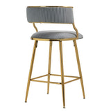 SET OF 2,26'' Counter height bar stools Corduroy kitchen island counter bar stool with back,golden W2215P195292