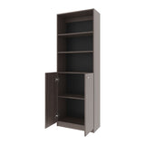 FM FURNITURE Beyerville Bookcase with Open Storage and 2 Doors, Stained Walnut B128P301396