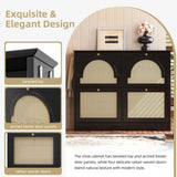 Mid-Century Narrow Design Tipping Bucket Shoe Cabinet with 4 Flip Drawers, Elegant Entryway Shoe N721P288701B