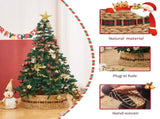Handcrafted Woven Hyacinth Wicker Christmas Tree Collar - Rattan Xmas Tree Skirt & Stand Base Cover 06994109
