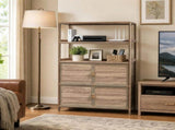 Tall Storage Cabinet with Open Shelving, 35.00" W x 16.73" D x 68.11" H, Freestanding Wood-Grain W3895P551342