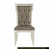 Glamorous Style Side Chairs 2pc Set Acrylic Crystal Tufted Back Upholstered Seat Champagne Finish B01177638