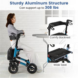 308lbs Foldable Rolling Walker 9" All-Terrain Tires, 7-Level Height , Wide Seat, 01542722