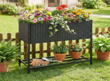 28" Elevated Raised Planter Box with Storage Shelf, Ergonomic Garden Bed for Patio Balcony Herb 14565197