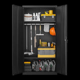 ZNTS Metal Armoire Wardrobe Cabinets,70" Black Locker Steel Wardrobe Bedroom Storage Cabinet with Doors W1247P221093