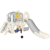 ZNTS Kids Slide Playset Structure, Freestanding Castle Climbing Crawling Playhouse with Slide, Arch PP300683AAK