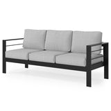 Patio Sofa Aluminum Outdoor Sofa with 3 Seats, All-Weather Metal Outdoor Couch with 5