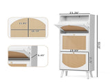 Rattan-fronted 3-tier shoe cabinet, particleboard, 54*24*135 cm, white 44658599